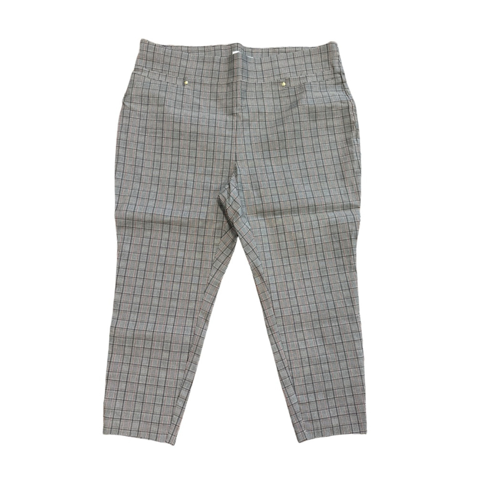 Women's CAROLE WREN Gray Black Plaid Ankle & Cropped Pants 24W